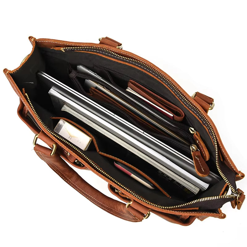 Men's Vintage Leather Travel Crossbody Messenger Handbag