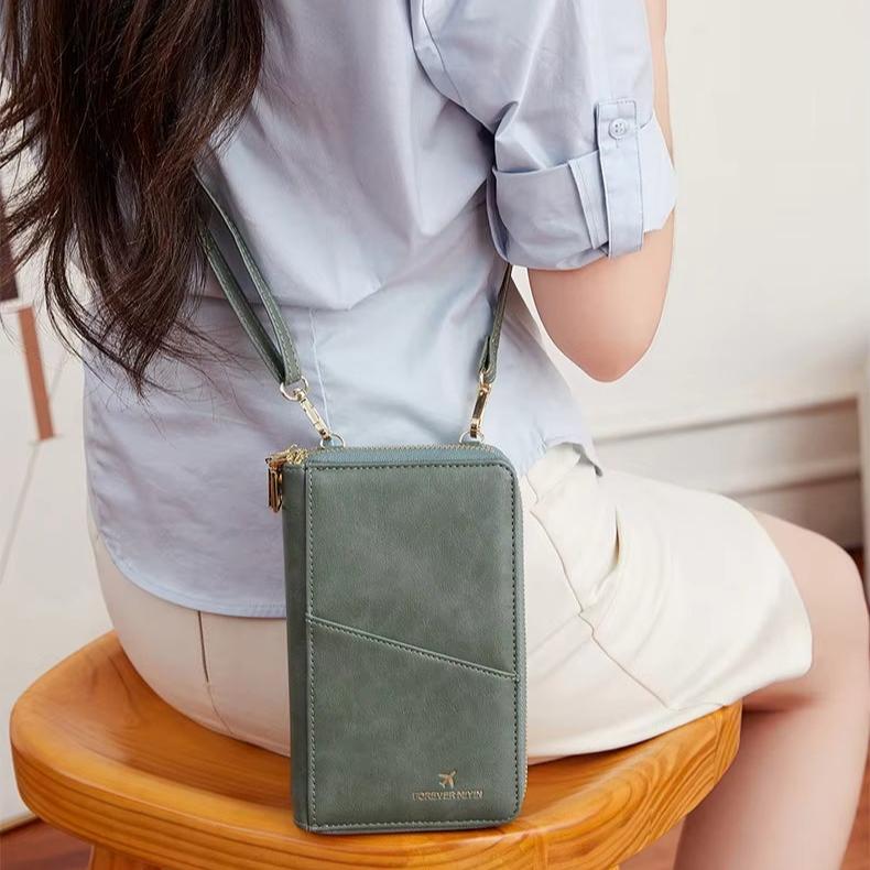 Women's RFID Blocking Passport Holder Travel Wallet with Strap