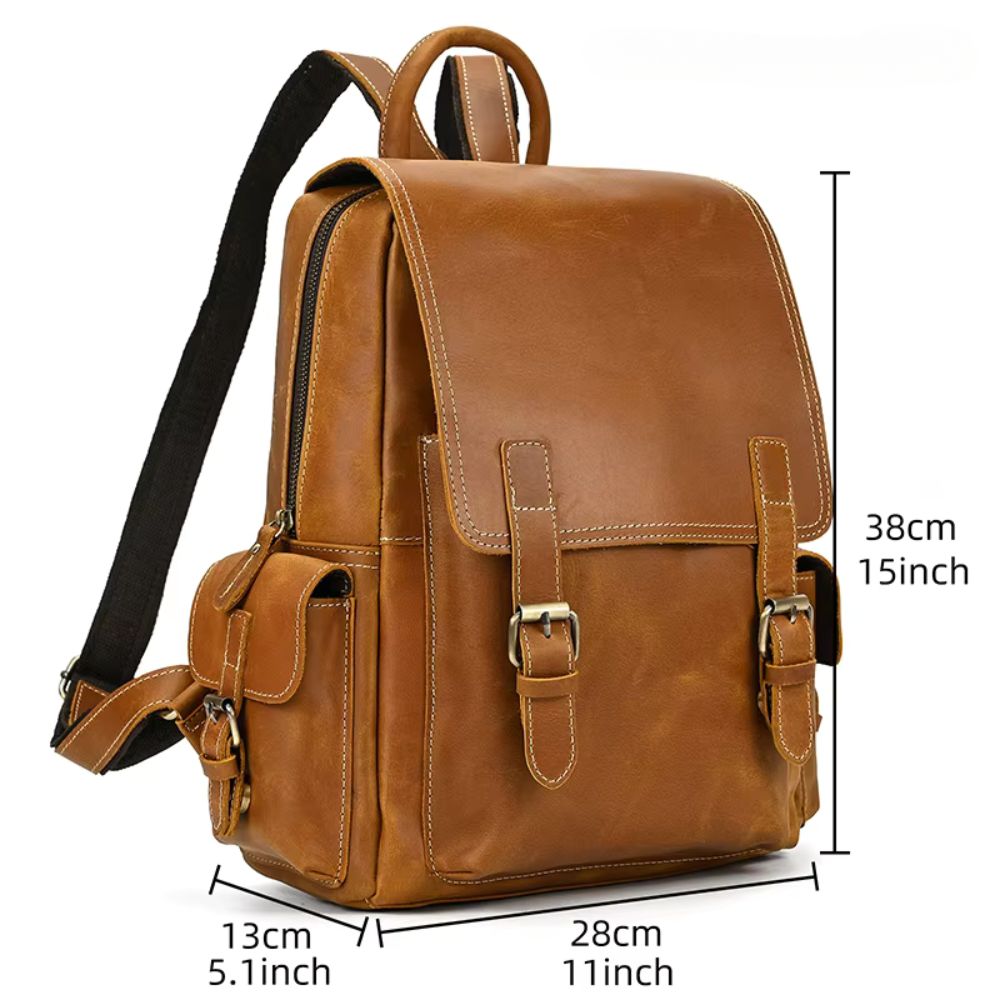 Owen | Men's Vintage Crazy Horse Leather Large Travel Backpack