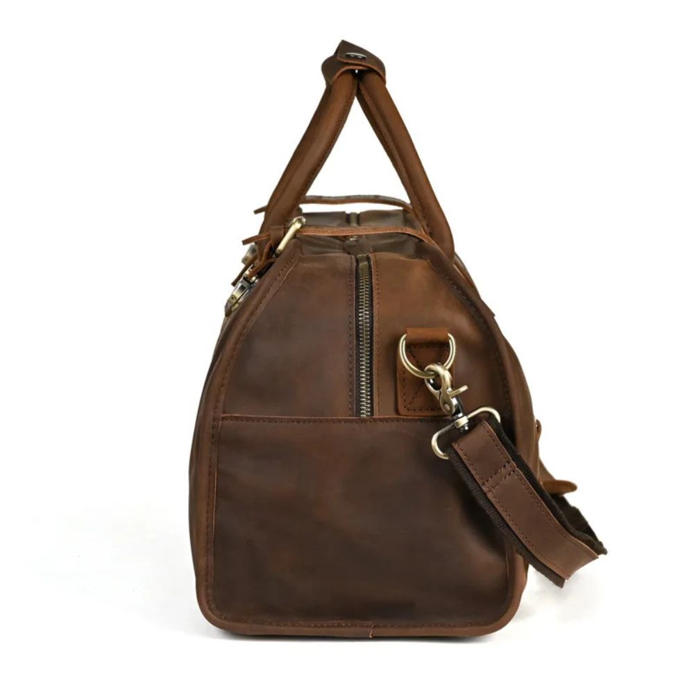 Callum | Men's Vintage Leather Large Capacity Weekender Travel Duffle Bag