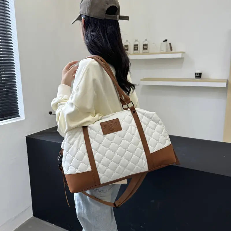 Sofia | Women's Diamond-Pattern Large Capacity Sports Travel Garment Duffle Bag