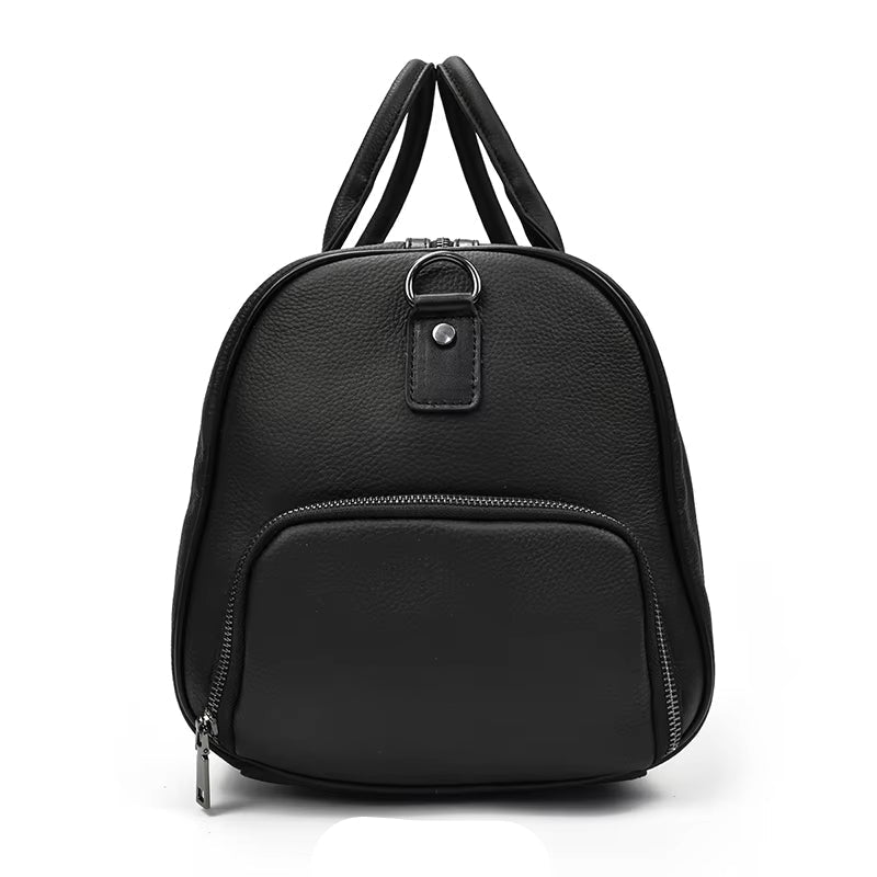 Men's Genuine Leather Travel Garment Duffle Bag with Shoe Compartment