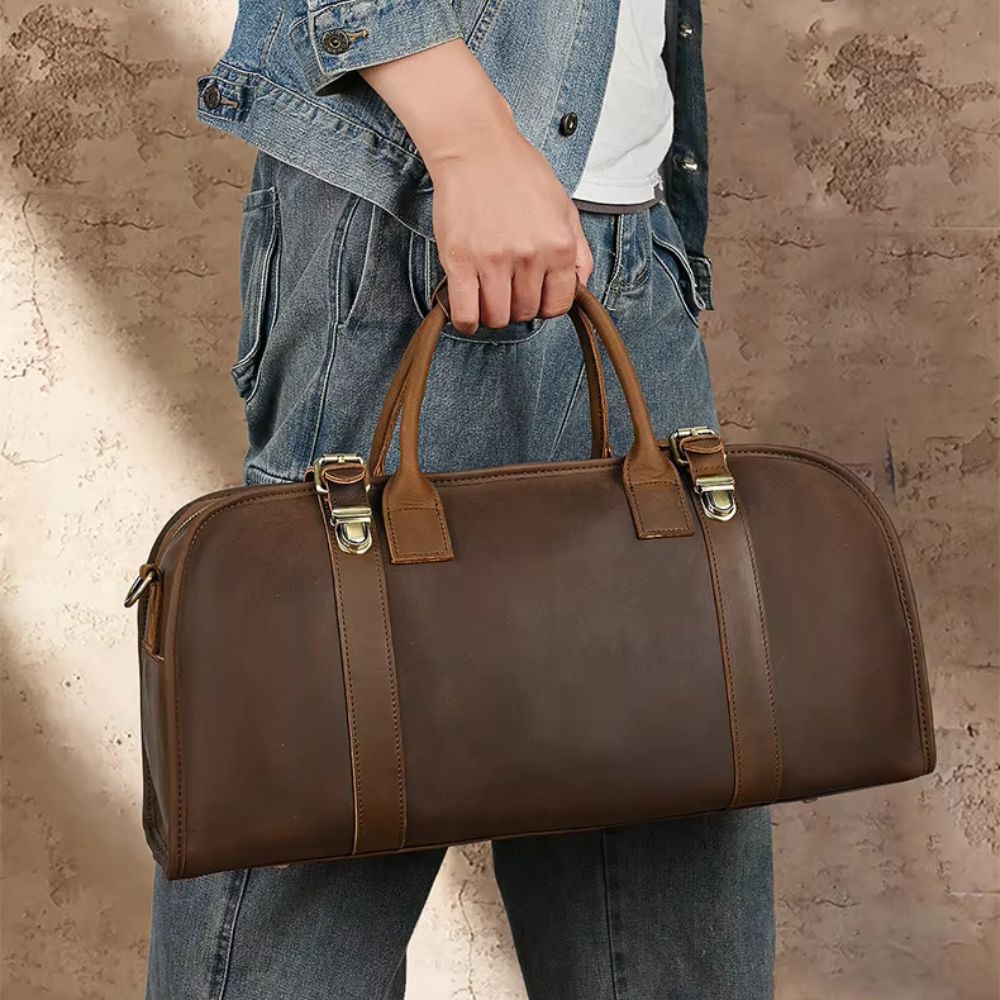 Callum | Men's Vintage Leather Large Capacity Weekender Travel Duffle Bag