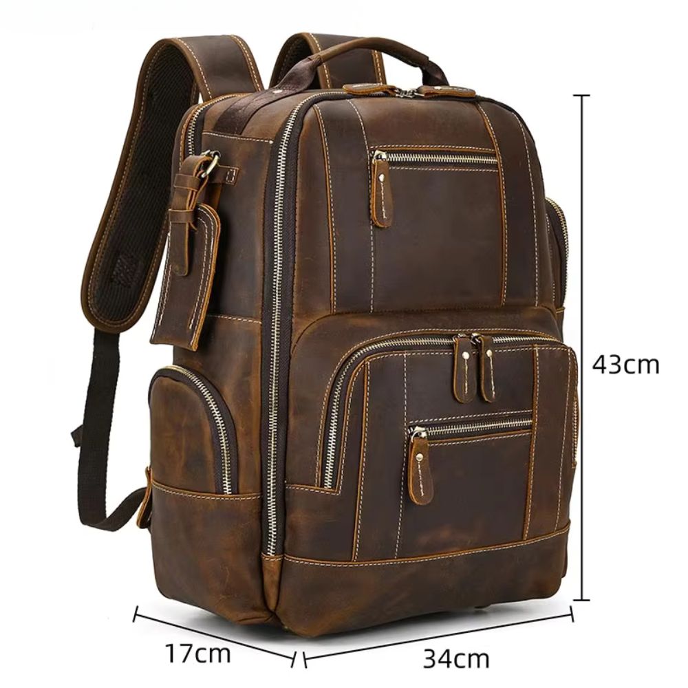 Cameron | Men's Vintage Leather Large Travel Laptop Backpack