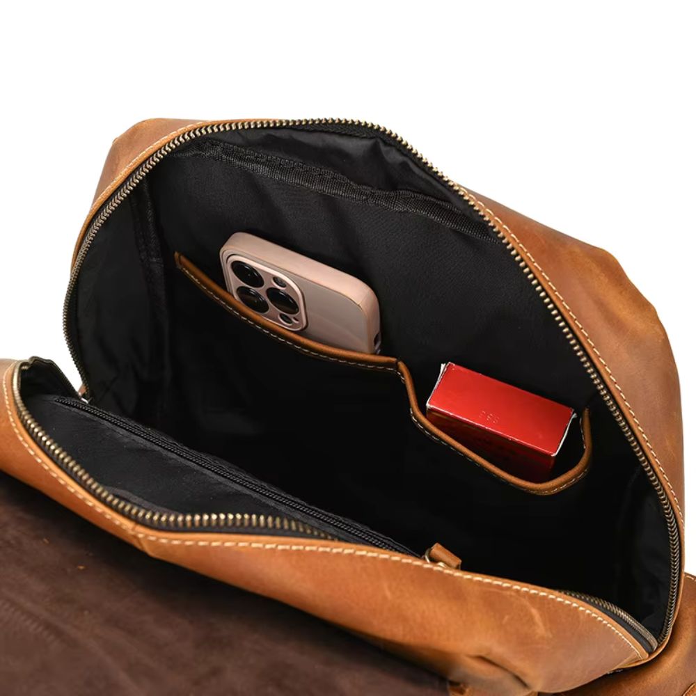 Owen | Men's Vintage Crazy Horse Leather Large Travel Backpack