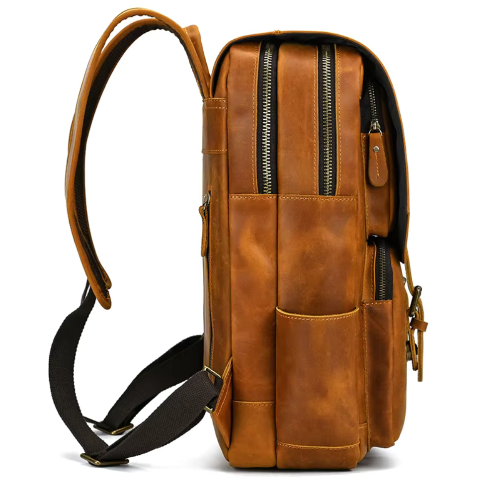 Henry | Men's Crazy Horse Leather Large Travel Laptop Backpack