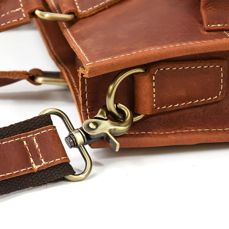 Men's Vintage Leather Travel Crossbody Messenger Handbag