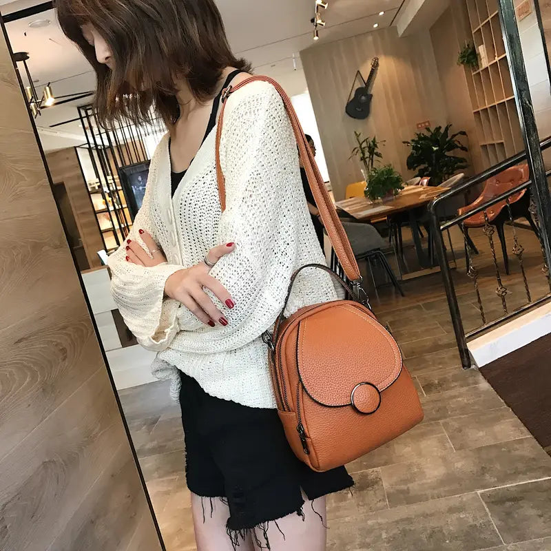 Ava | Women's Mini Flap Leather Crossbody Sling Handbag Backpack with Top Handle