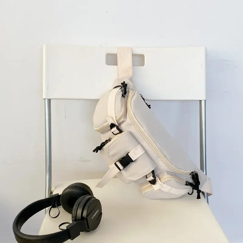 Bella | Women's Cream Multi-Pocket Crossbody Bum Travel Bag