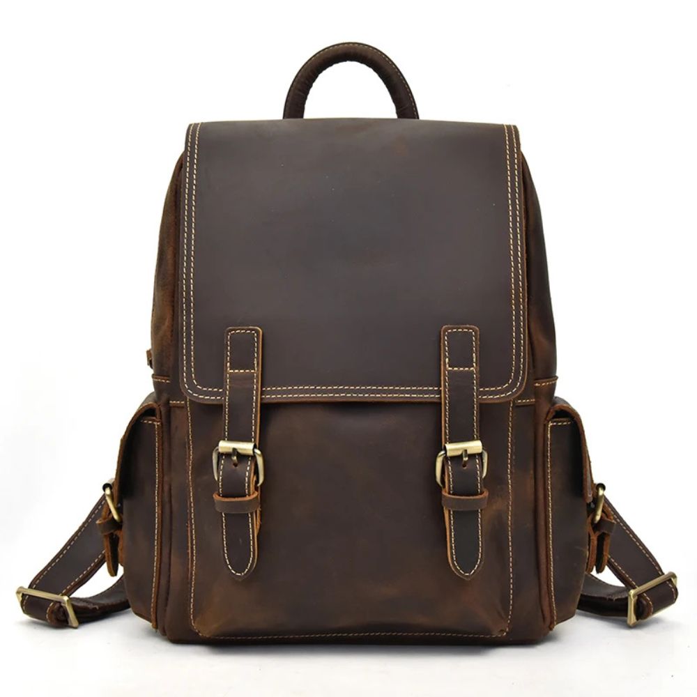 Owen | Men's Vintage Crazy Horse Leather Large Travel Backpack
