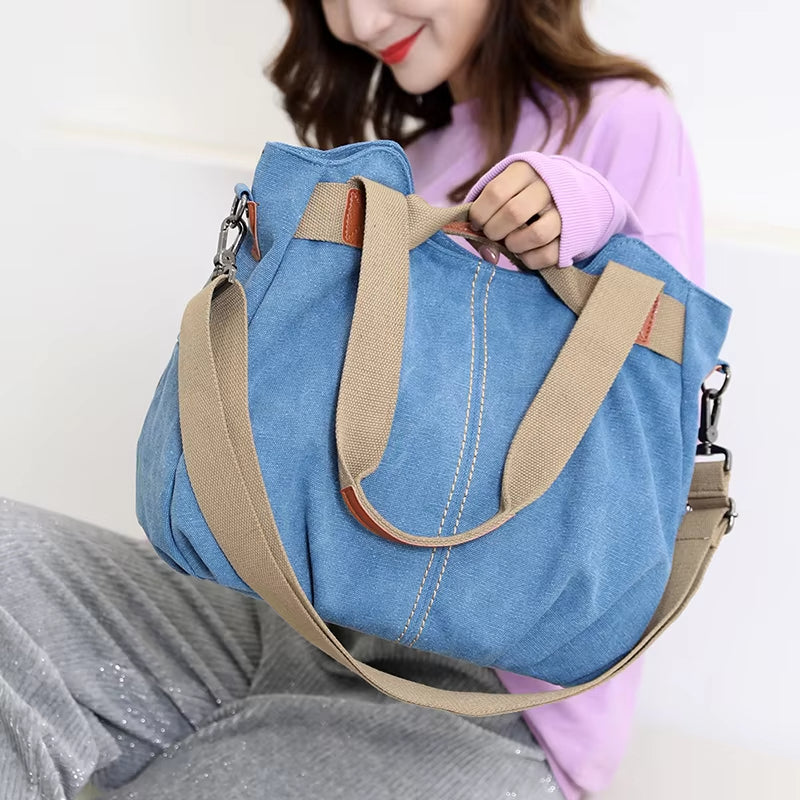 Sam | Women's Retro Canvas Large Capacity Tote Crossbody Messenger Handbag