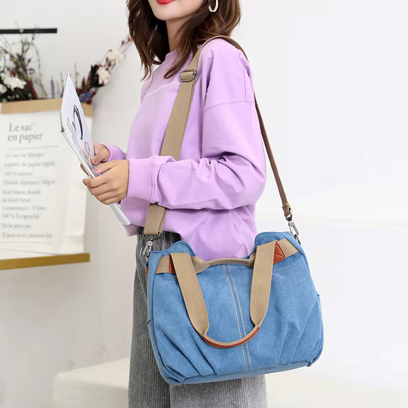 Sam | Women's Retro Canvas Large Capacity Tote Crossbody Messenger Handbag