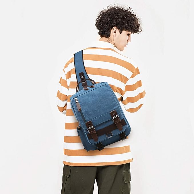James | Men's Large Retro Canvas Crossbody Sling Travel Bag