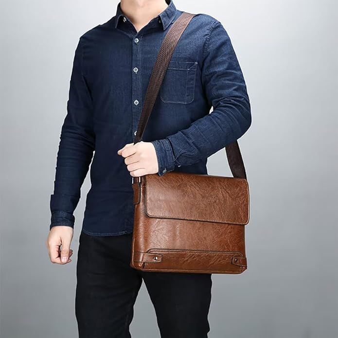 George | Men's Large Leather Commuter Messenger Bag