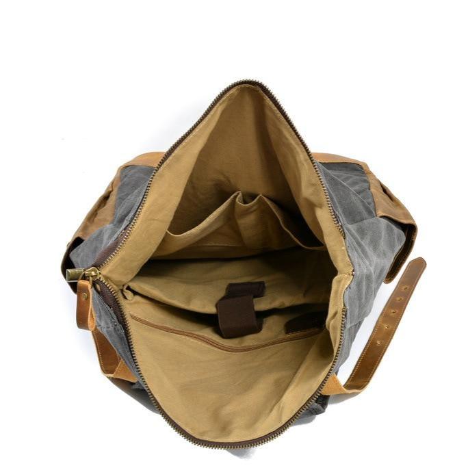 Men's Military Roll-Top Canvas Travel Hiking Laptop Backpack