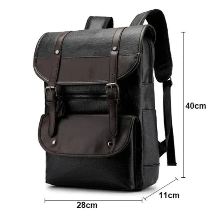 Summit | Men's PU Leather Large Capacity Waterproof Laptop Backpack