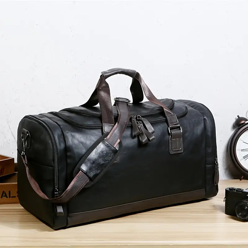 Harrison | Men's Premium Leather Weekender Travel Gym Duffle Bag