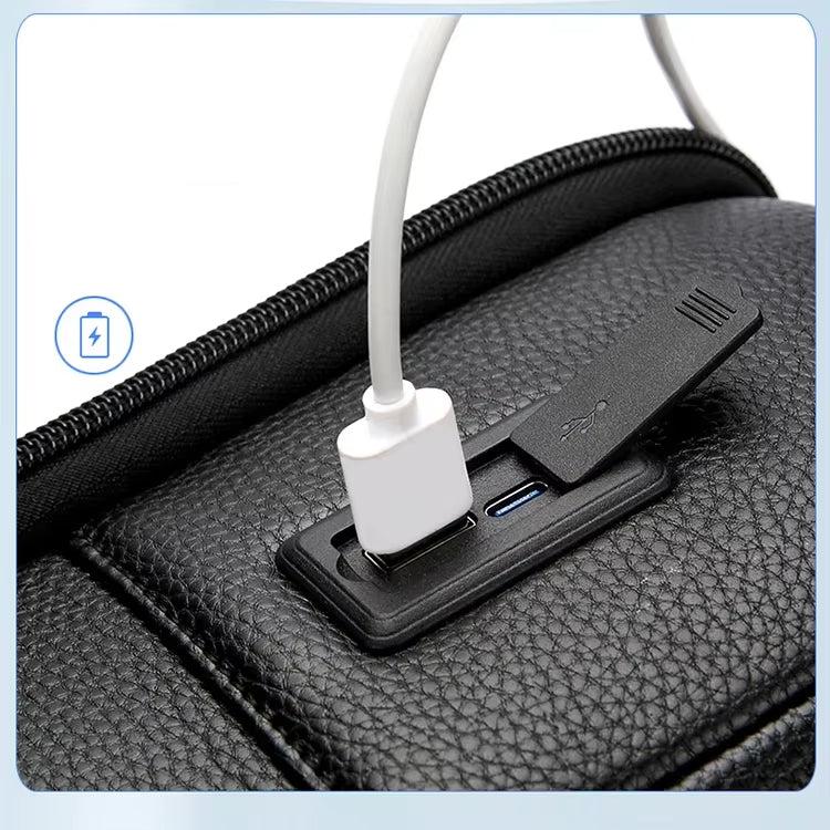 Ethan | Men's Classic Black PU Large Business Laptop Travel Backpack