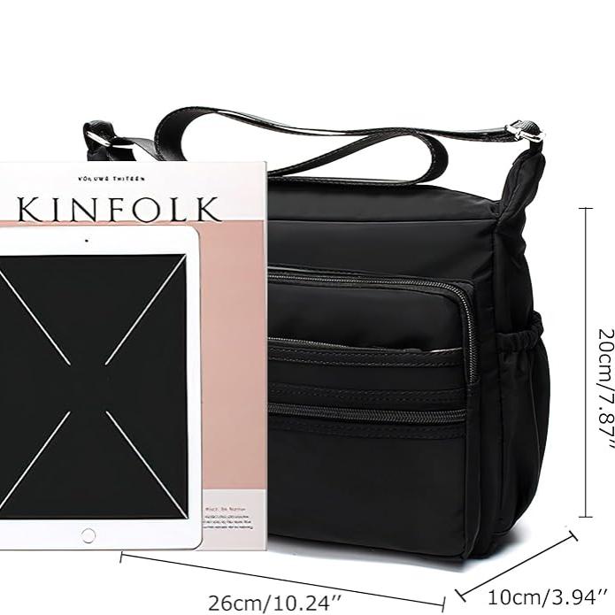 Eva | Women's Lightweight Multi-Pocket Nylon Crossbody Messenger Travel Bag