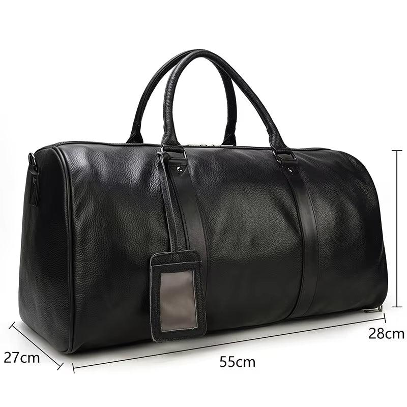 Men's Genuine Leather Travel Garment Duffle Bag with Shoe Compartment