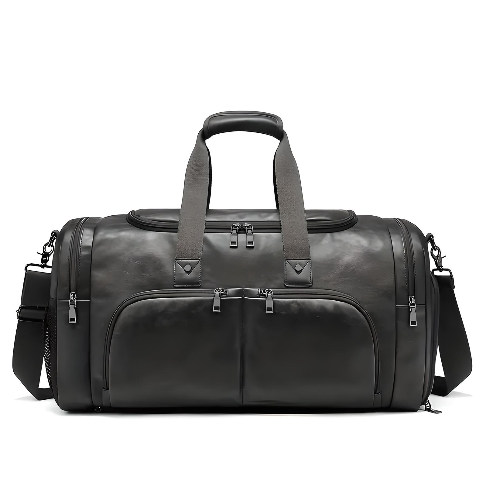 Men's Multi-Compartment Leather Duffle Bag