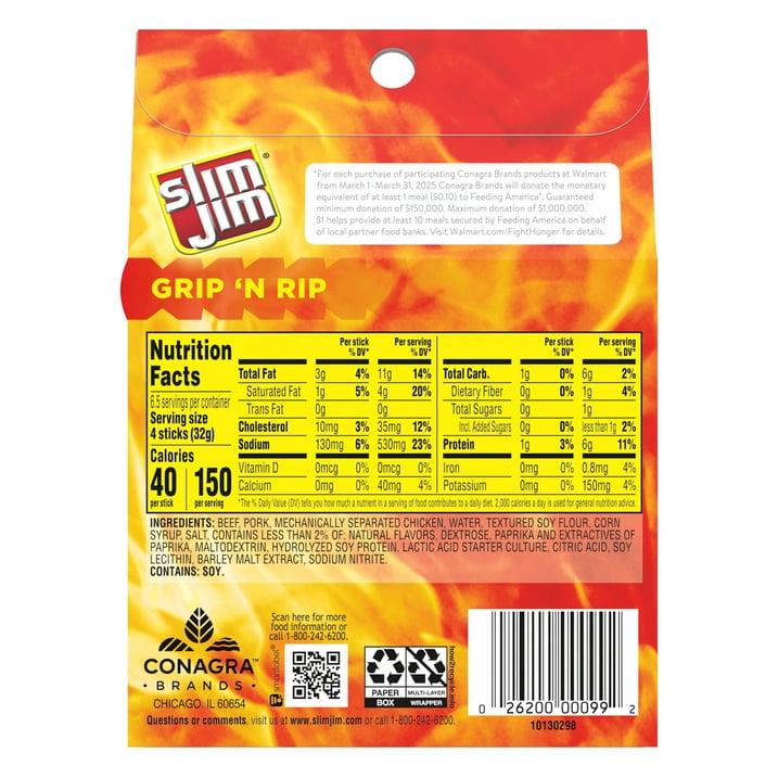 Slim Jim Smoked Meat Sticks, Original Flavor Savory Snack Sticks, Made with Real Meat, High Protein Smoked Snack, Convenient Travel Snack for Road Trips and Flights