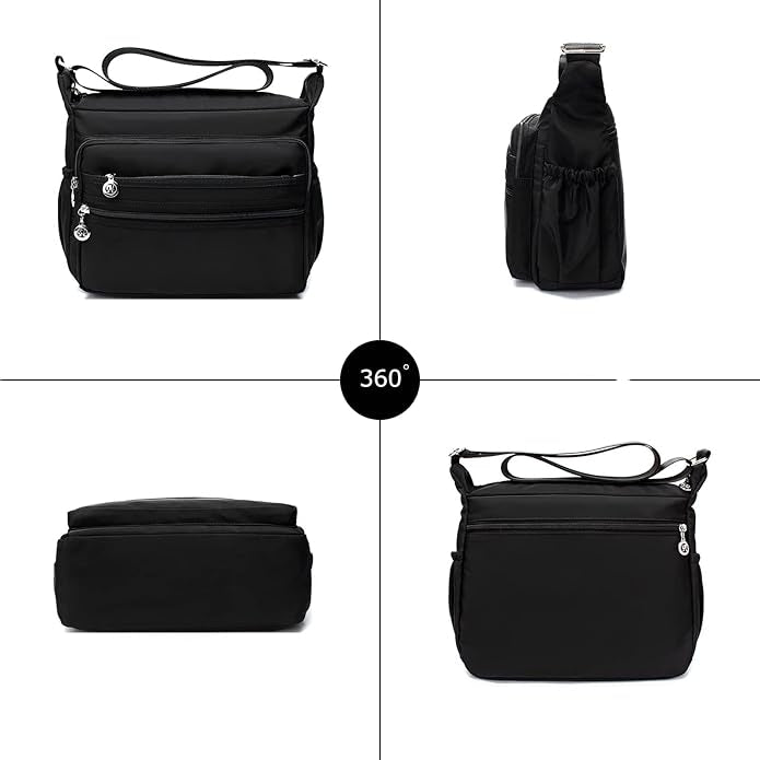 Eva | Women's Lightweight Multi-Pocket Nylon Crossbody Messenger Travel Bag