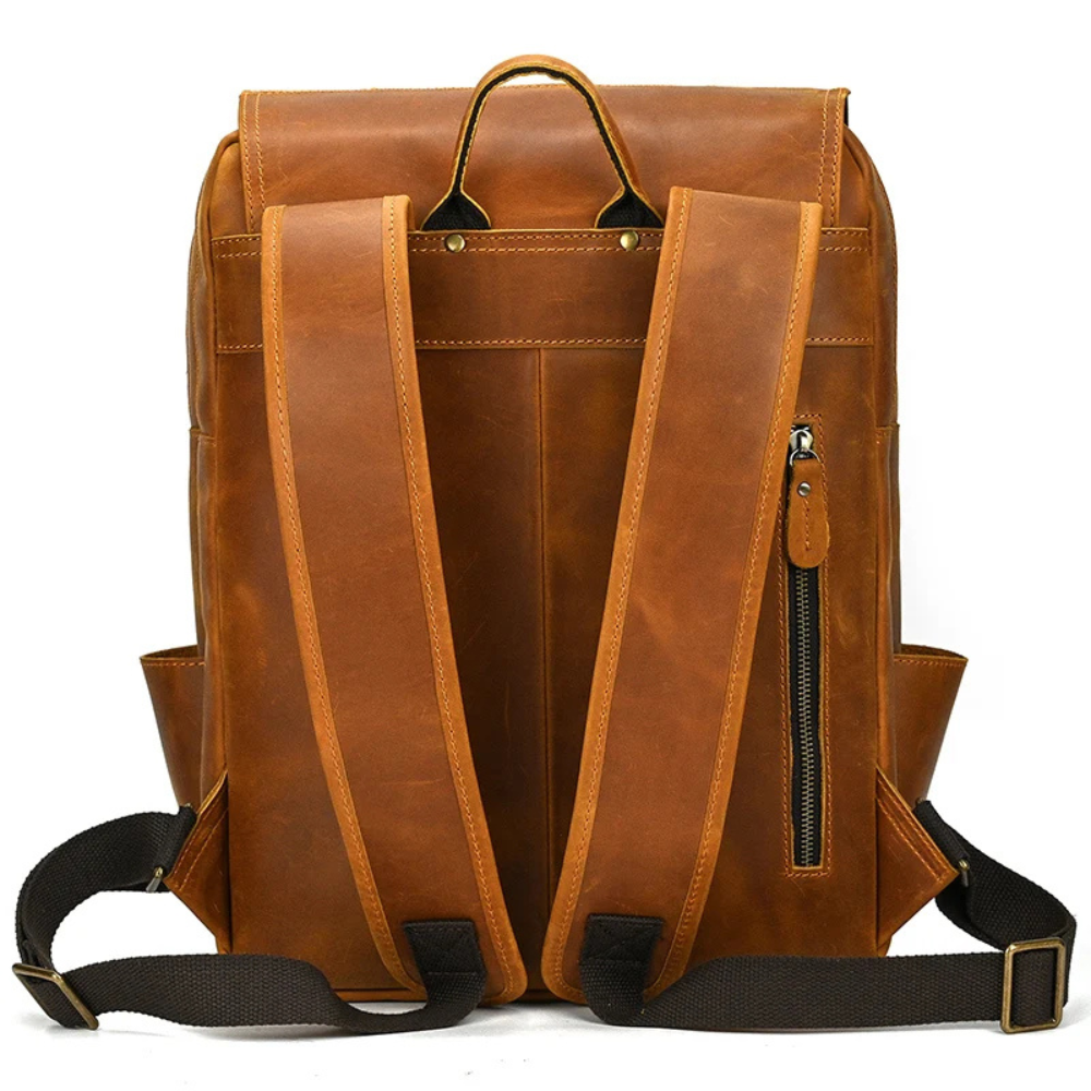 Henry | Men's Crazy Horse Leather Large Travel Laptop Backpack