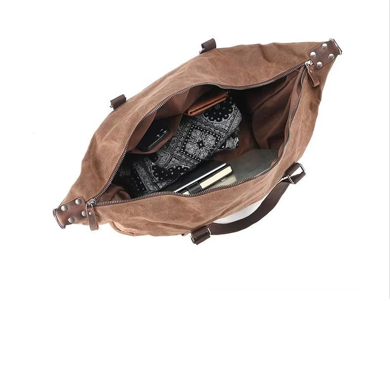 Vince | Men's Large Waxed Canvas Travel Weekender Garment Duffle Bag