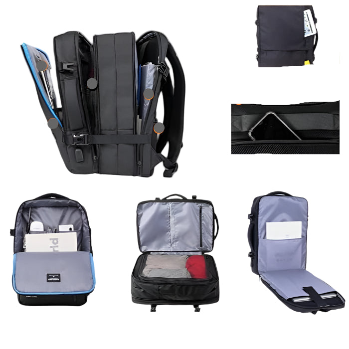 Lucas | Men's Large Expandable Travel Rucksack Laptop Backpack with USB Charging