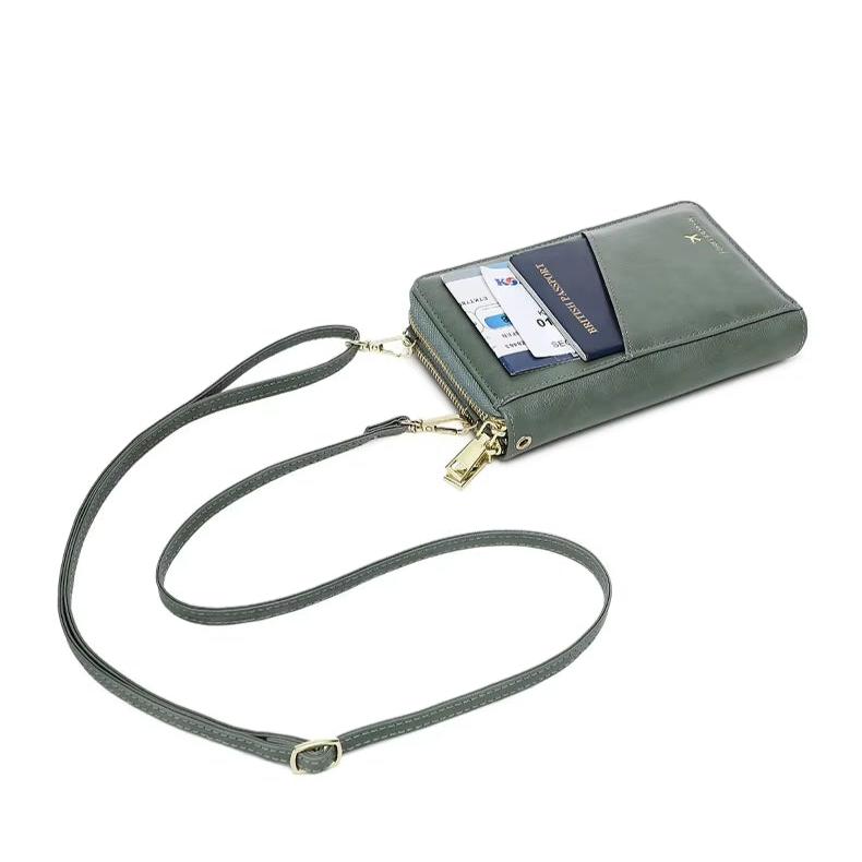 Women's RFID Blocking Passport Holder Travel Wallet with Strap