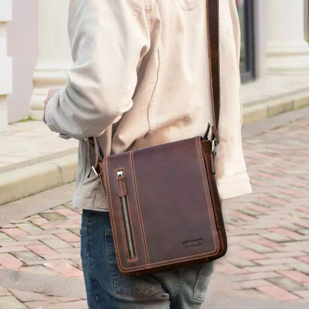 Ariel | Men's Vintage Crazy Horse Leather Small Crossbody Satchel Bag