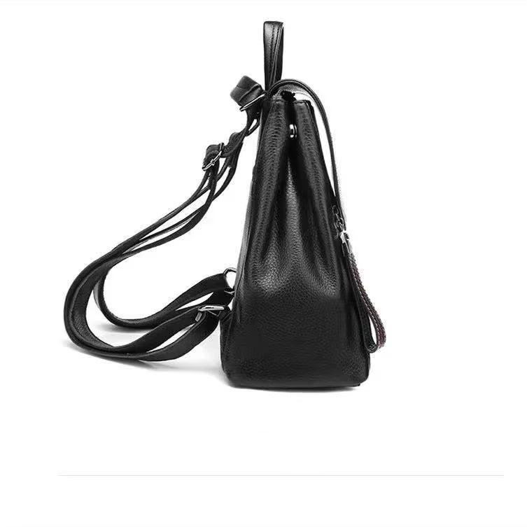 Women's Genuine Leather Flap Travel Backpack