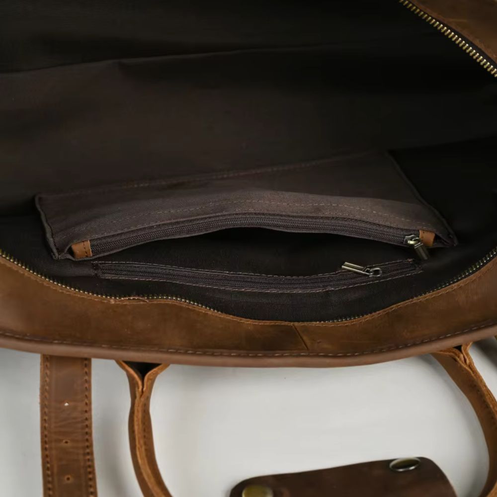 Callum | Men's Vintage Leather Large Capacity Weekender Travel Duffle Bag