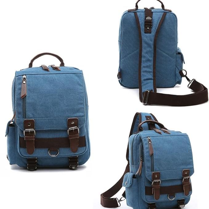 James | Men's Large Retro Canvas Crossbody Sling Travel Bag