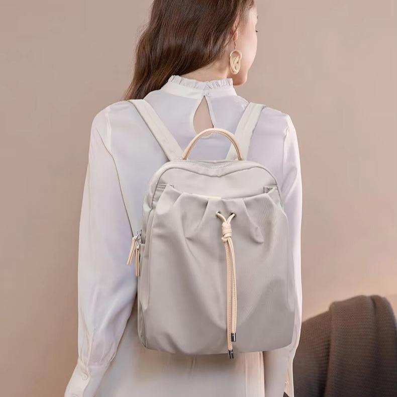 Chloe | Women's Fashion Daypack with Pleated Drawstring Travel Laptop Backpack