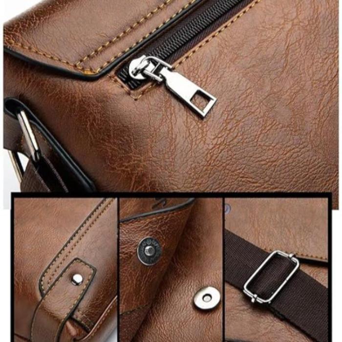 George | Men's Large Leather Commuter Messenger Bag
