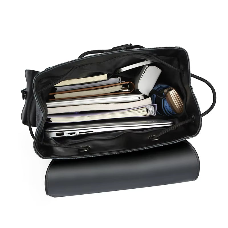 Maxwell | Large Capacity Faux Leather Hiking Travel Drawstring Backpack