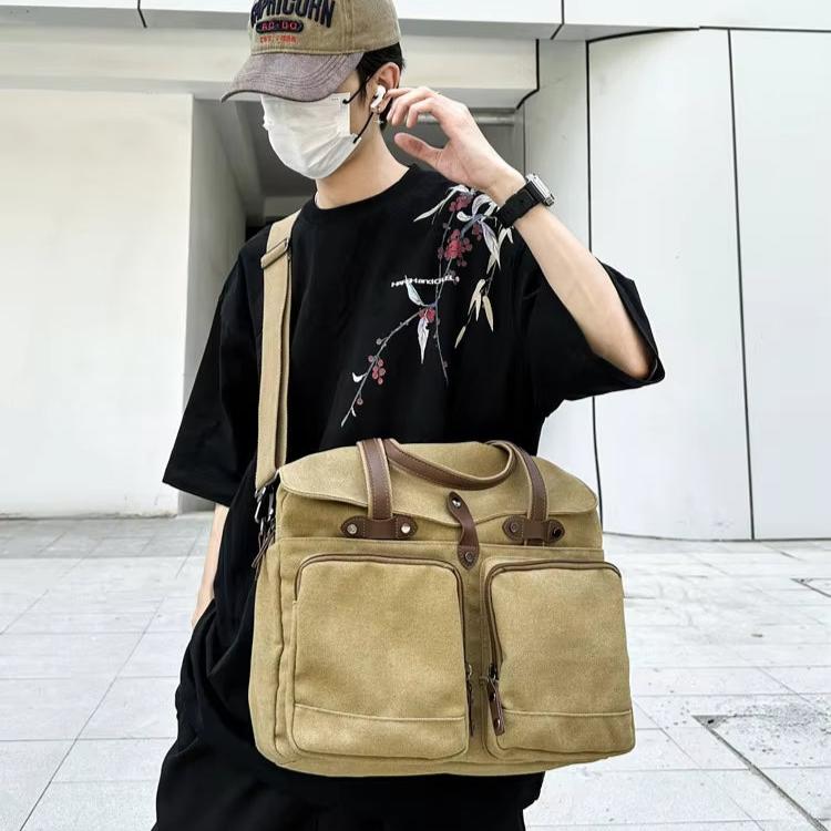 Nathan | Men's Vintage Canvas Large Crossbody Messenger Travel Bag
