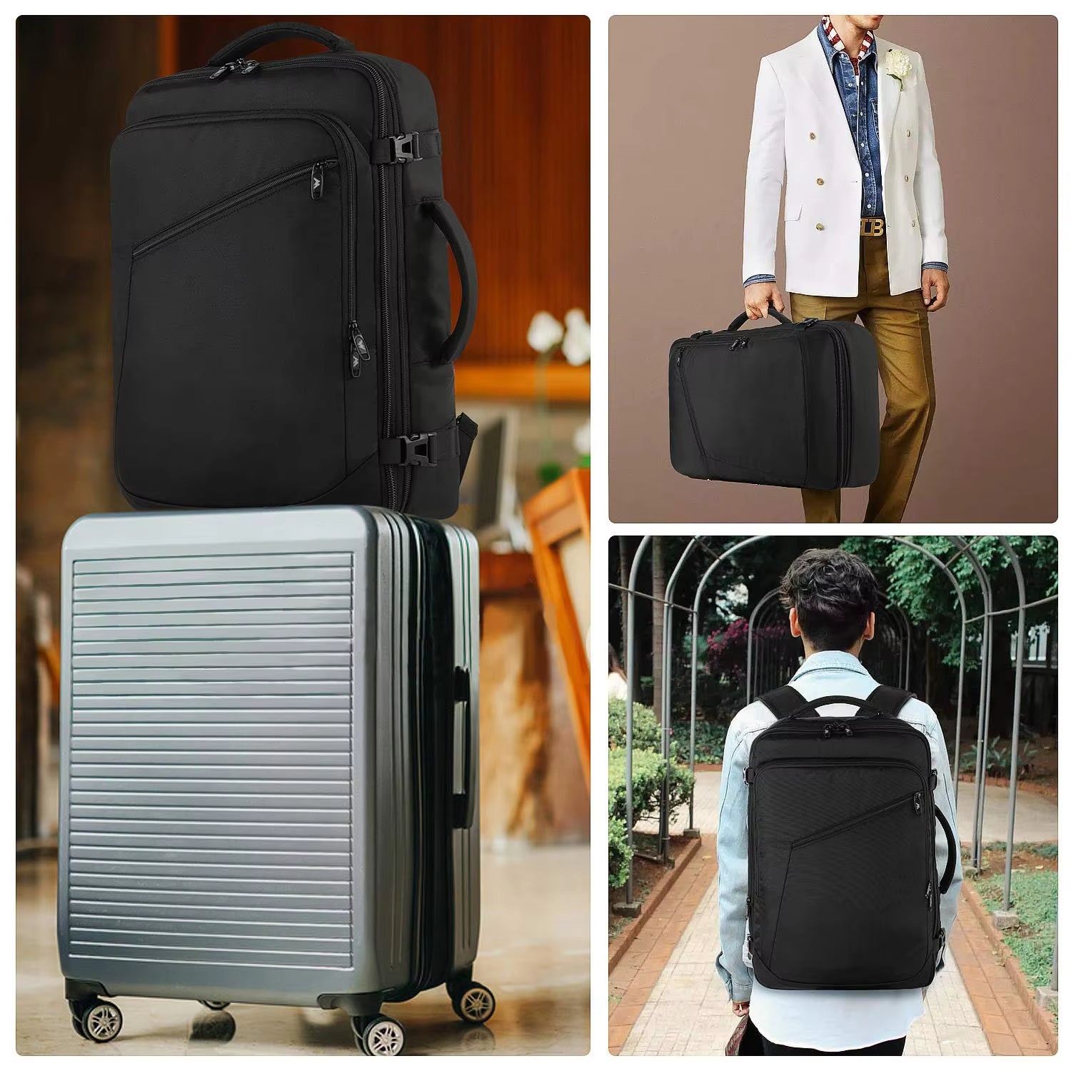 45L Expandable Waterproof Large Men's Travel Hiking Laptop Carry On Backpack