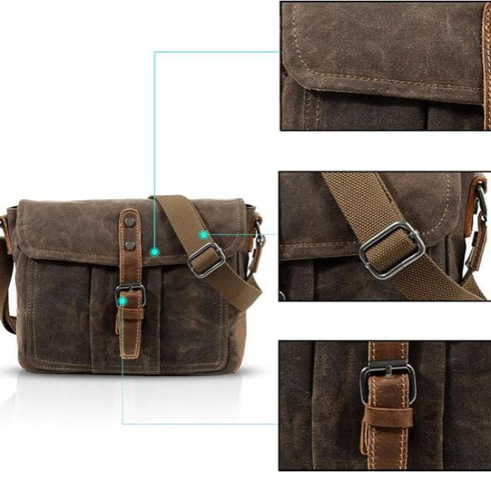 Men's Vintage Waterproof Canvas Crossbody Messenger Bag