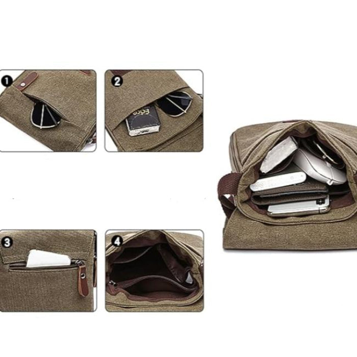 Alex | Retro Canvas Small Crossbody Messenger Sling Bag