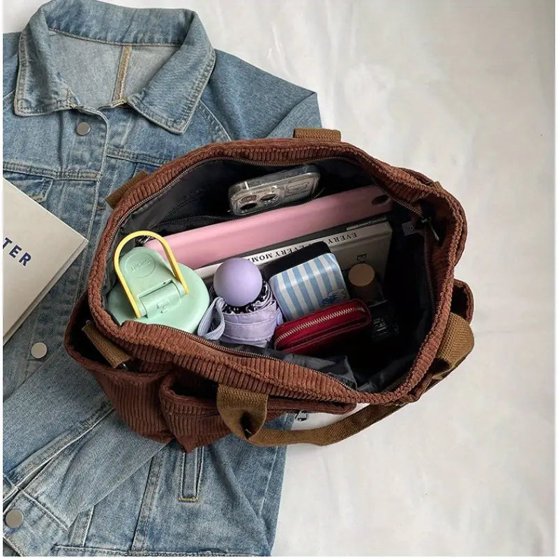Harvey | Women's Solid Colour Corduroy Crossbody Messenger Bag