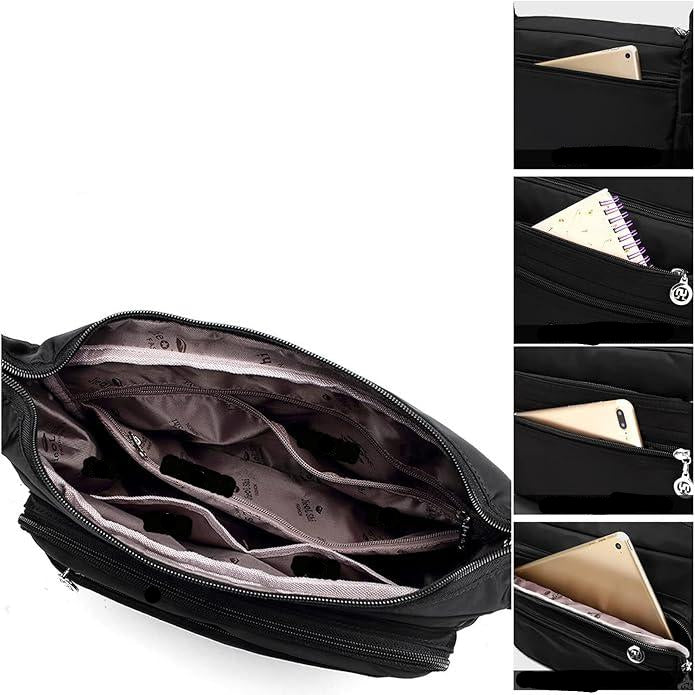Eva | Women's Lightweight Multi-Pocket Nylon Crossbody Messenger Travel Bag