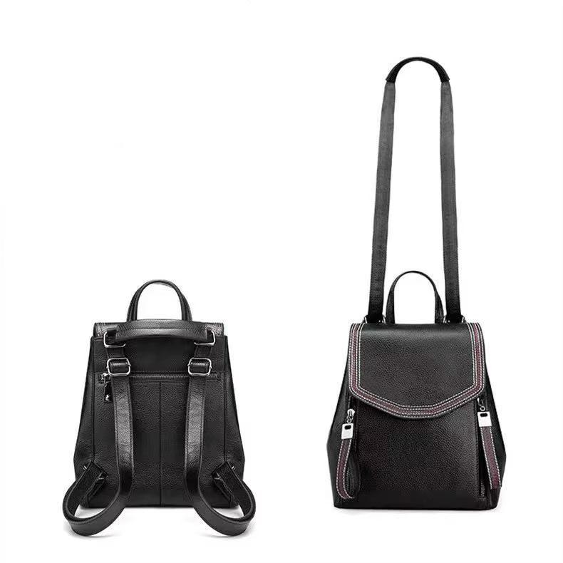 Women's Genuine Leather Flap Travel Backpack