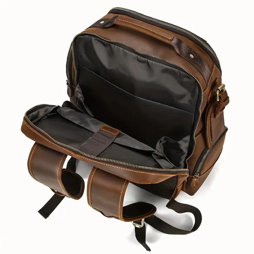 Cameron | Men's Vintage Leather Large Travel Laptop Backpack