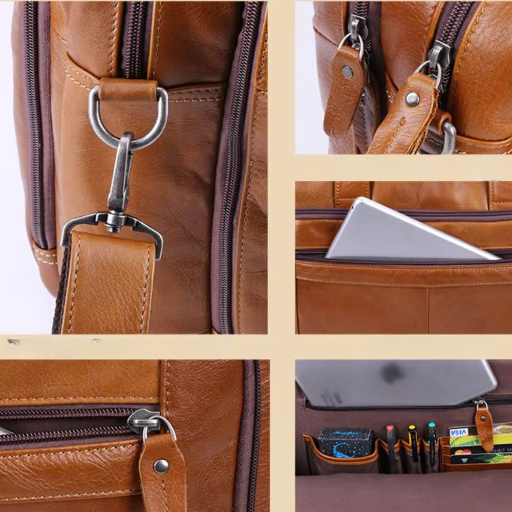 Marcus | Men's Leather Laptop Crossbody Messenger Bag