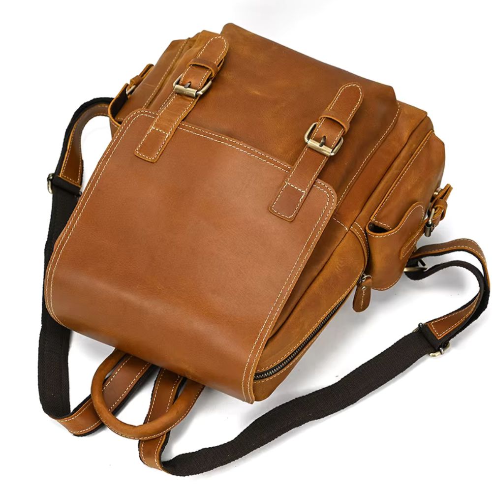 Owen | Men's Vintage Crazy Horse Leather Large Travel Backpack
