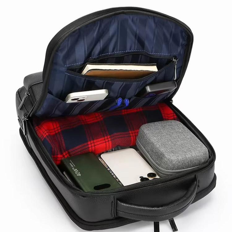 Ethan | Men's Classic Black PU Large Business Laptop Travel Backpack