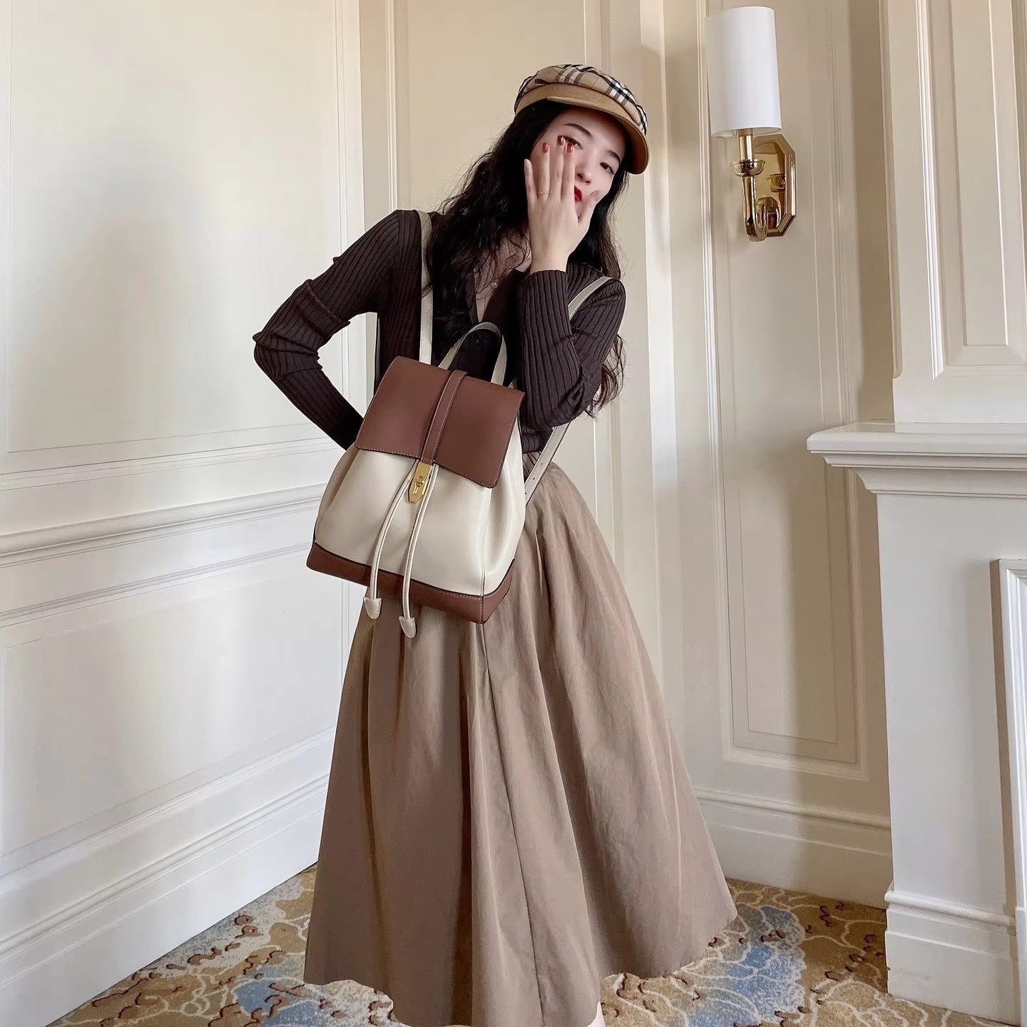 Alea | Women's Vintage Leather Drawstring Backpack